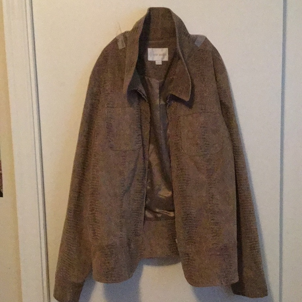 Men's leather fabric jacket